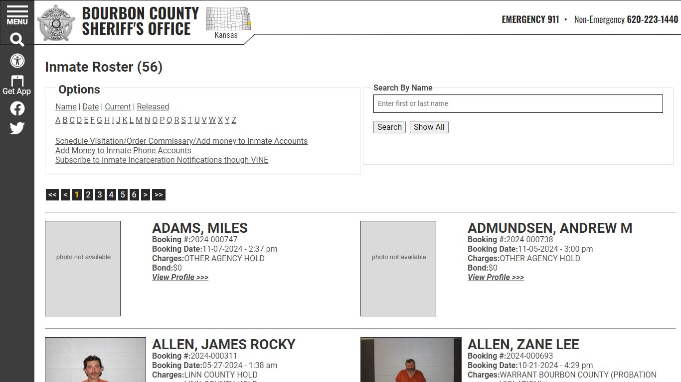 Inmate Roster - Current Inmates - Bourbon County KS Sheriff’s Office