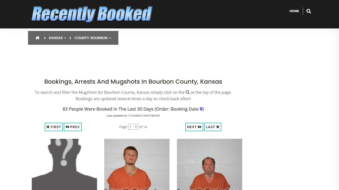 Bookings, Arrests and Mugshots in Bourbon County, Kansas - Recently Booked