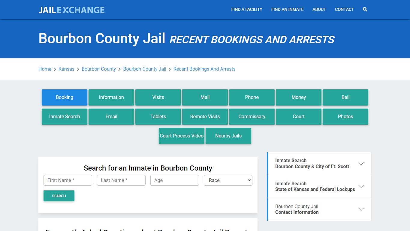 Bourbon County Jail KS Recent Arrests and Bookings - Jail Exchange